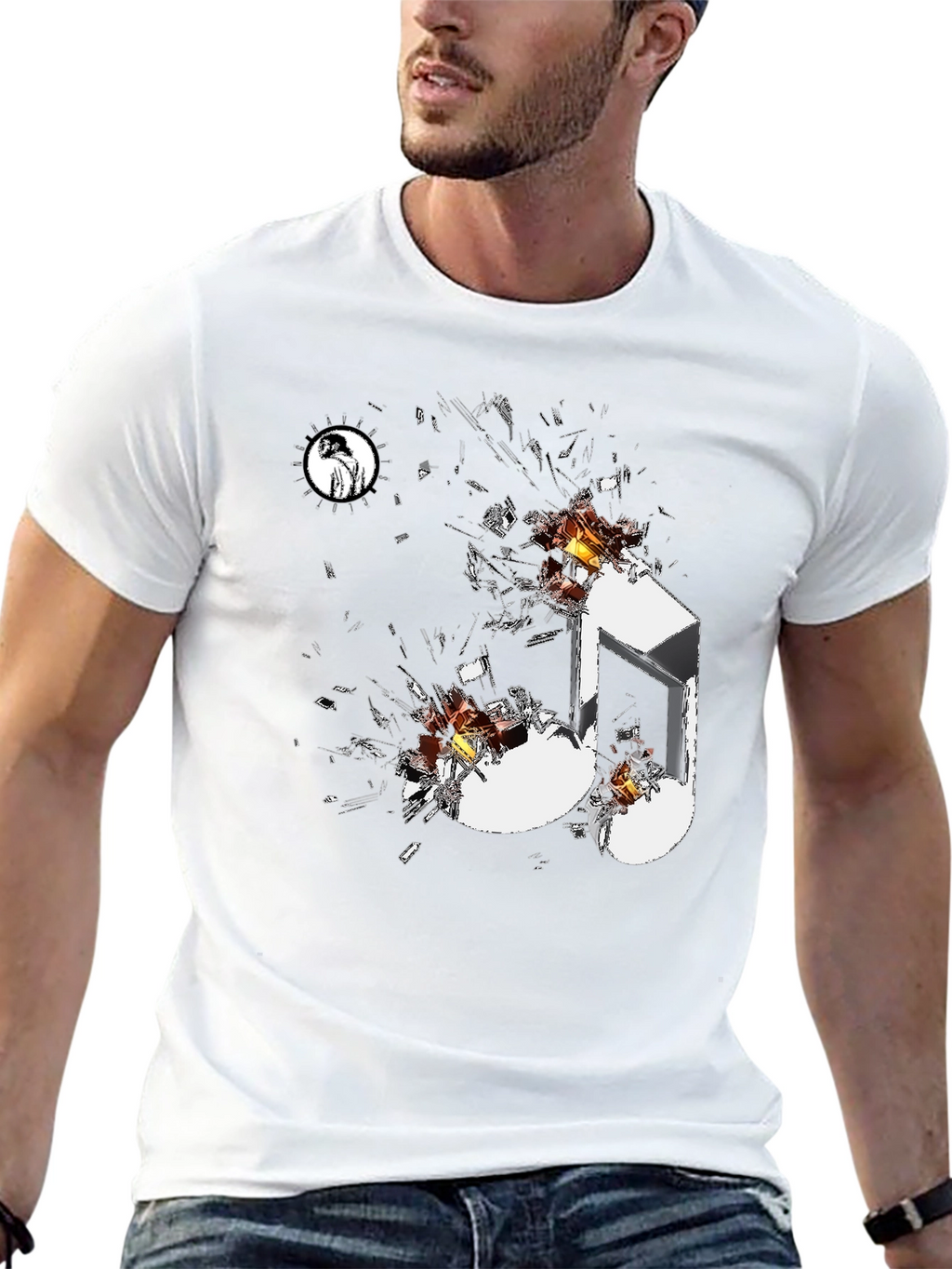 Shattered Music Note Black Graphic Tee