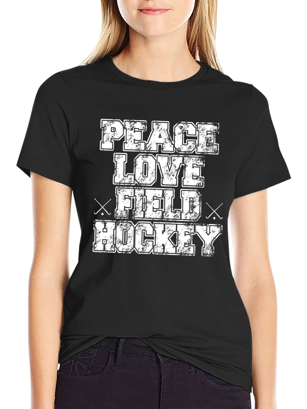 Peace Love Field Hockey Graphic T-Shirt