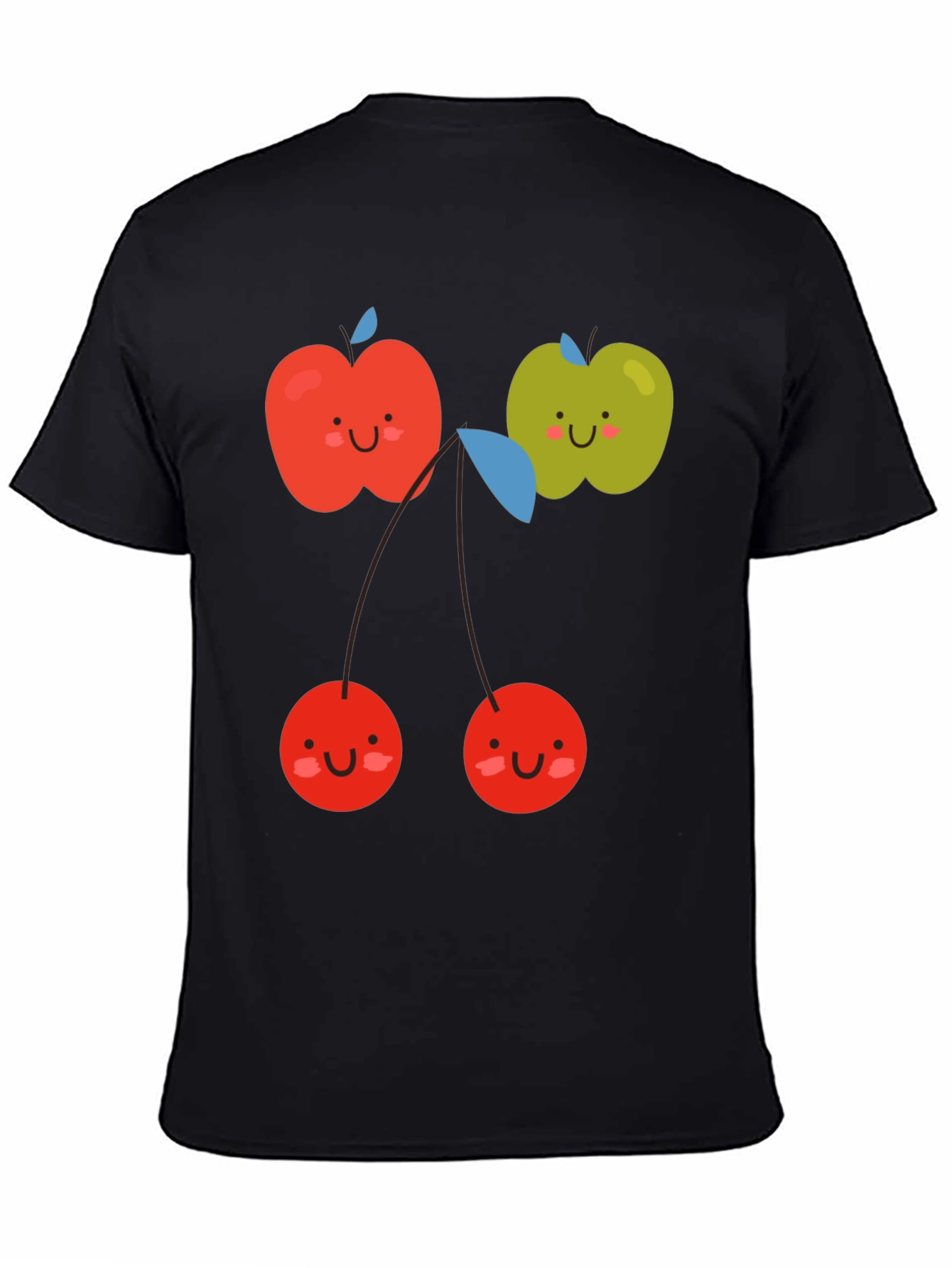 Cute Fruit Graphic Black T-Shirt