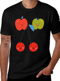 Cute Fruit Graphic Black T-Shirt