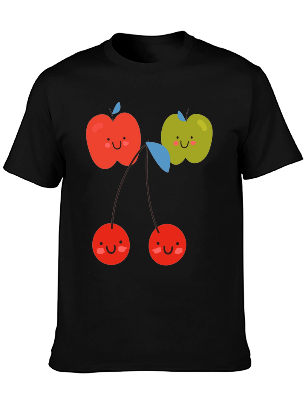 Cute Fruit Graphic Black T-Shirt