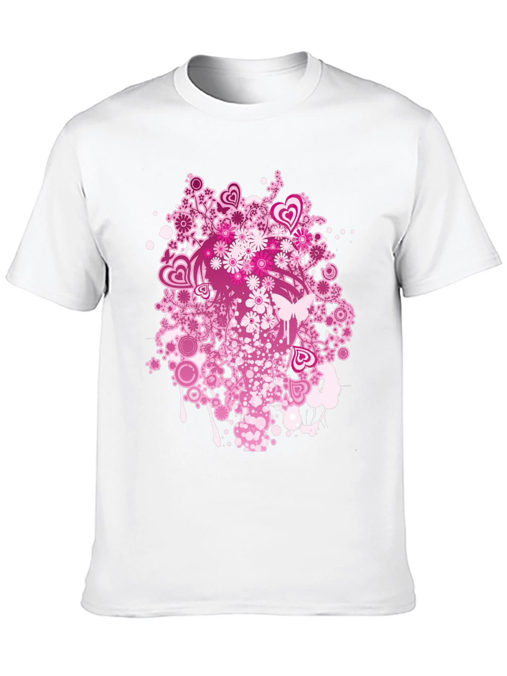 Floral Heart Print Black T-Shirt