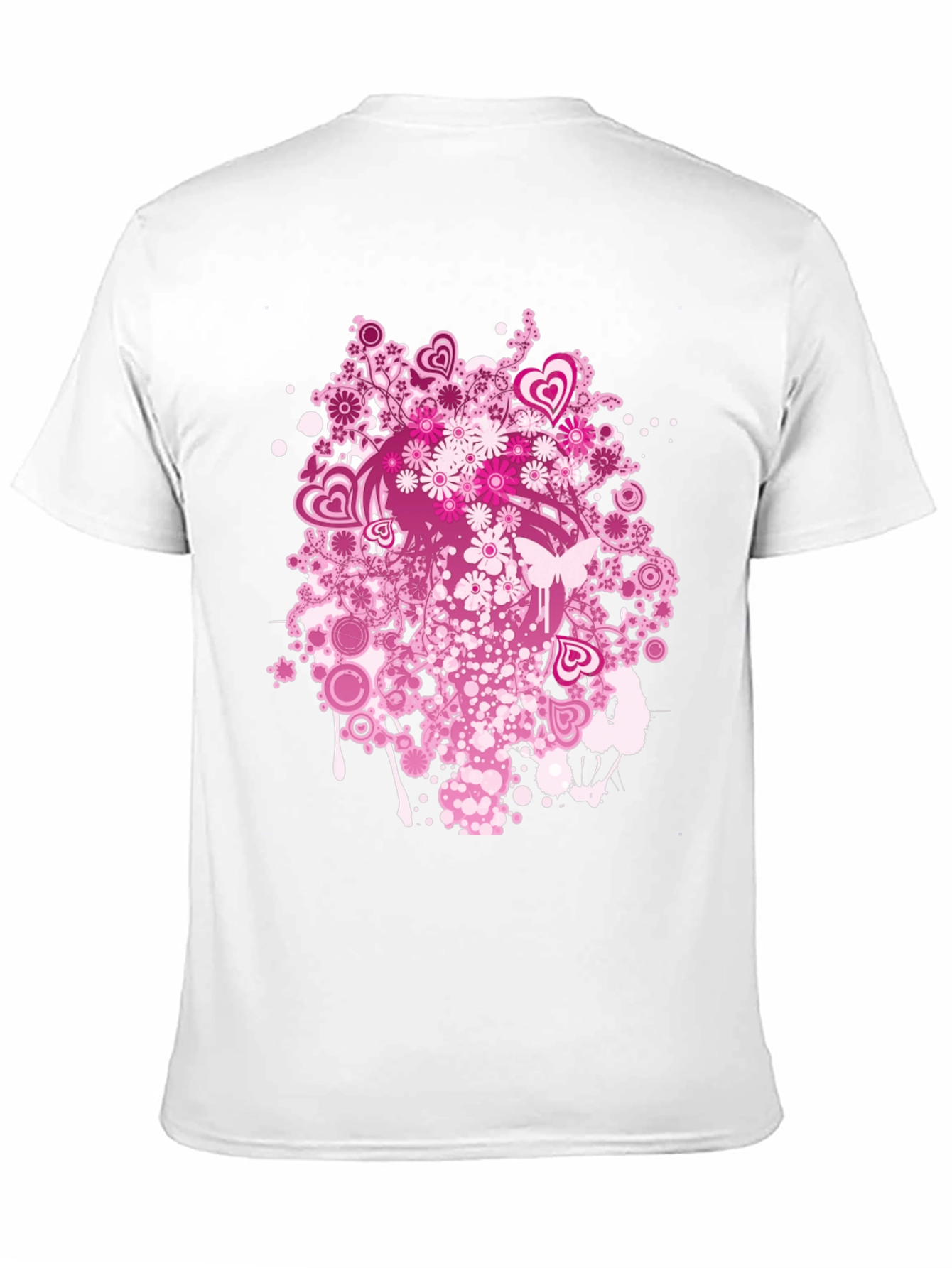 Floral Heart Print Black T-Shirt