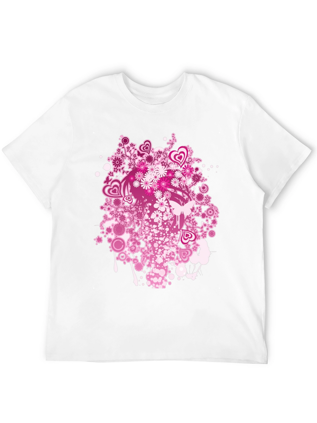 Floral Heart Print Black T-Shirt