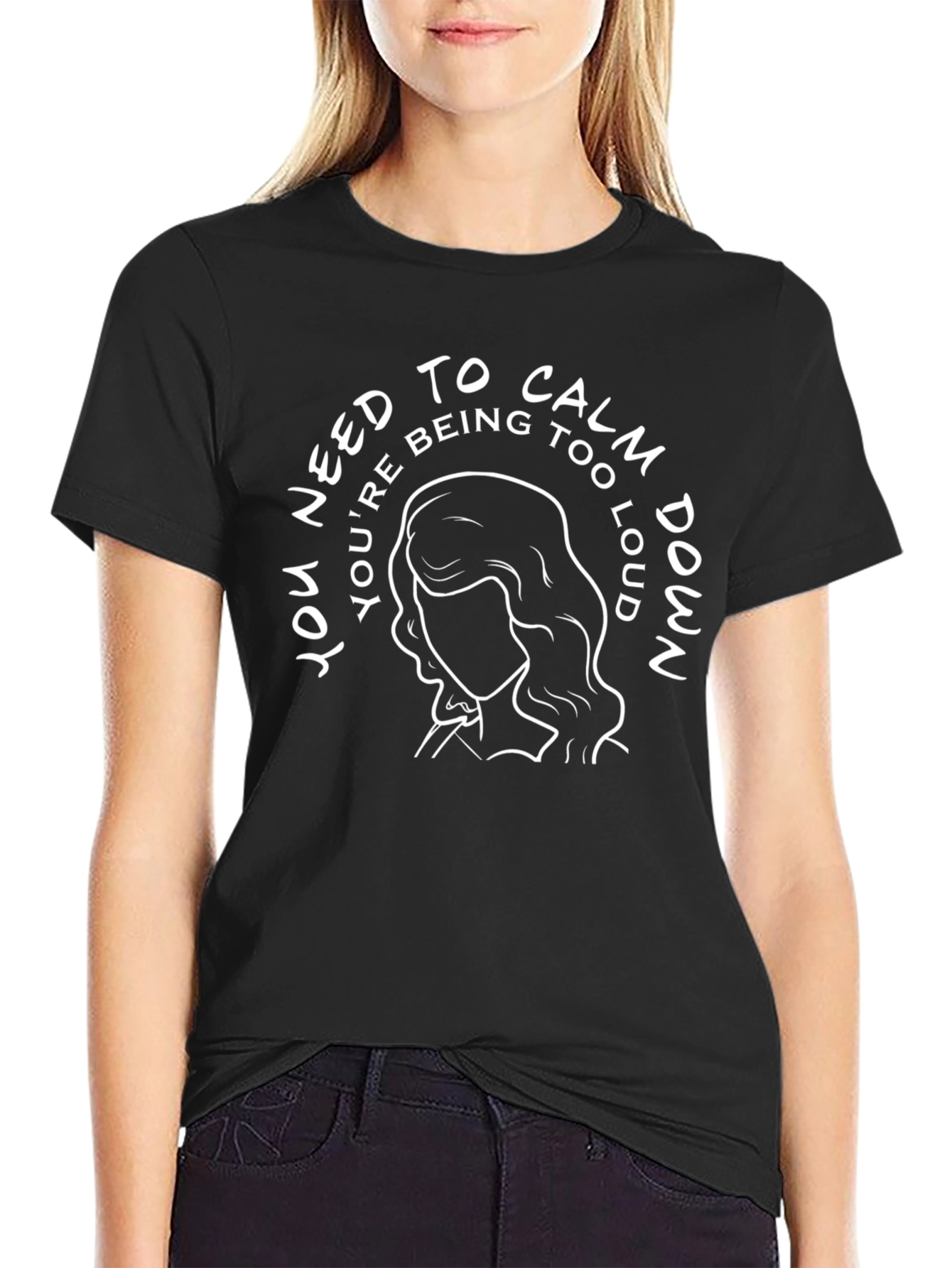 Calm Down Graphic Tee -  Black