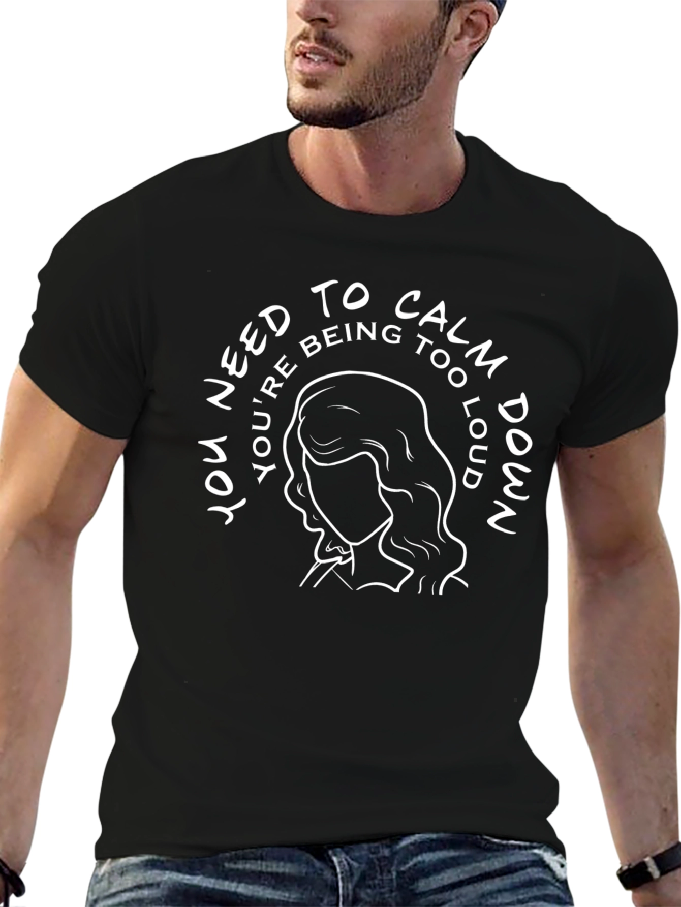 Calm Down Graphic Tee -  Black