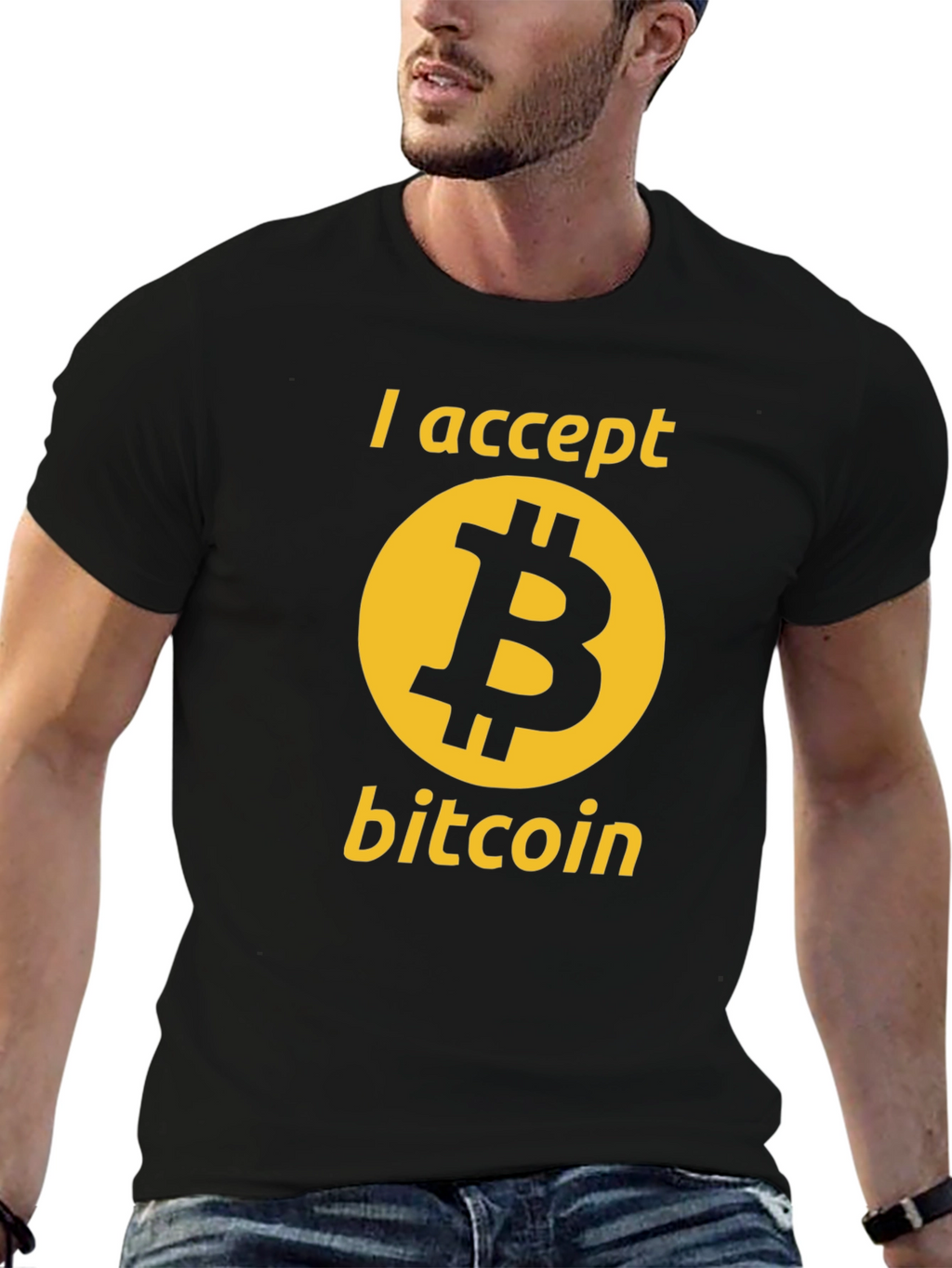 I Accept Bitcoin Black Graphic Tee