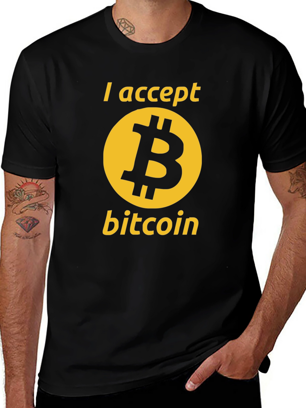 I Accept Bitcoin Black Graphic Tee