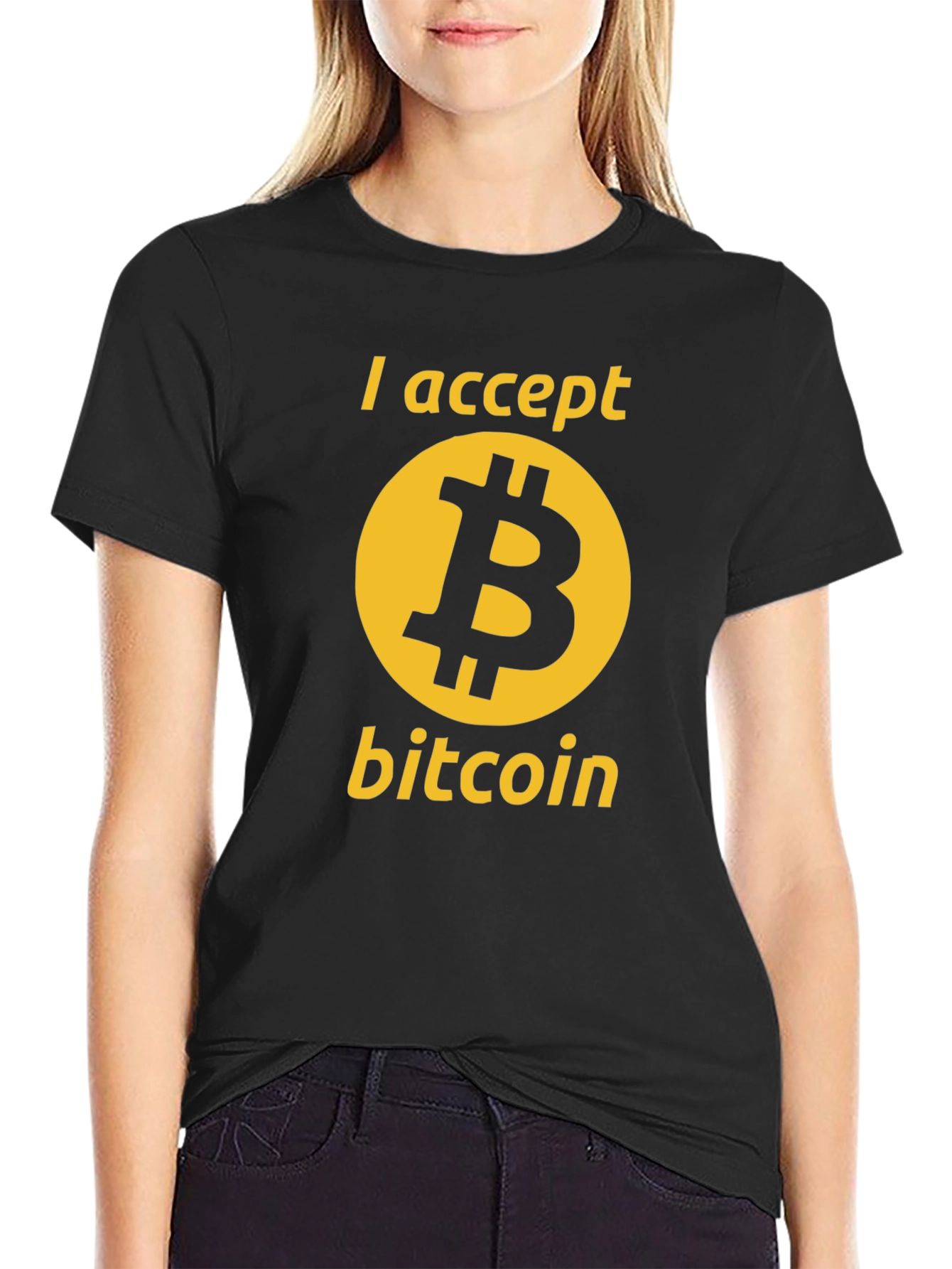 I Accept Bitcoin Black Graphic Tee