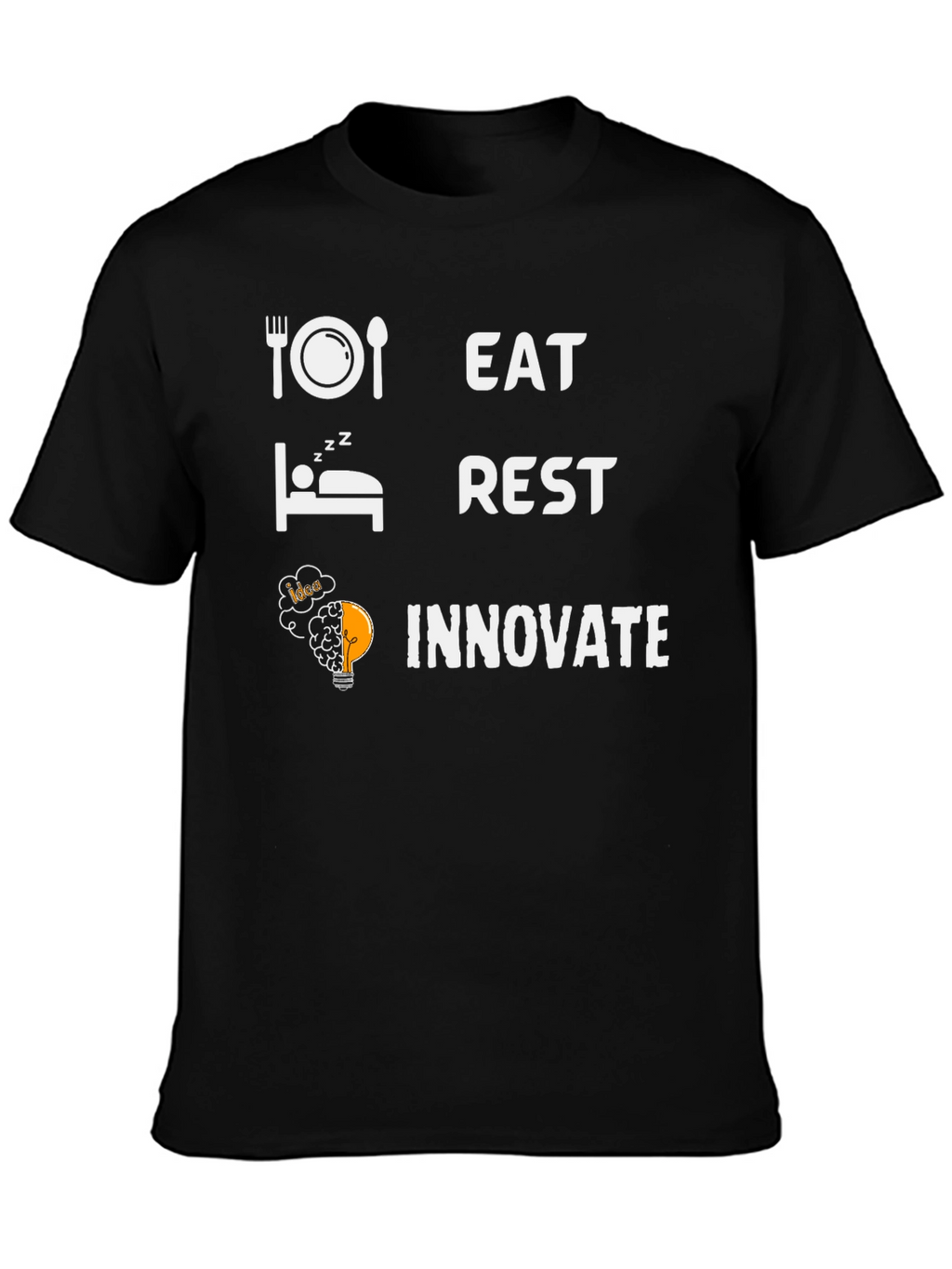 Eat Rest Innovate Graphic Tee - Black Cotton T-Shirt