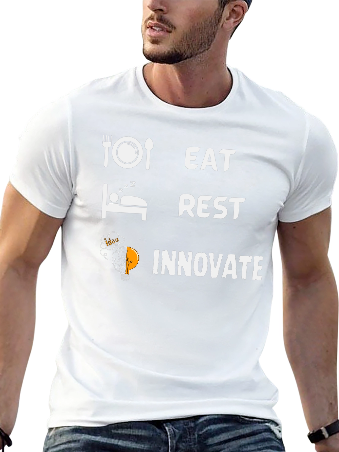 Eat Rest Innovate Graphic Tee - Black Cotton T-Shirt
