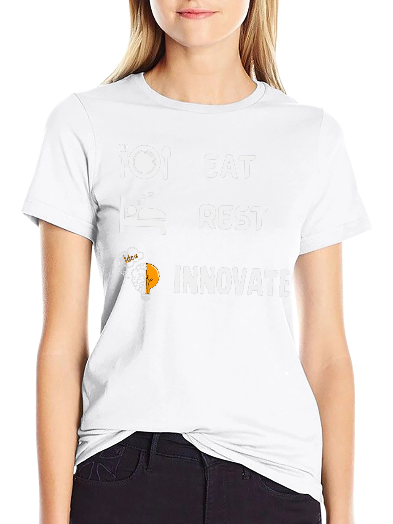 Eat Rest Innovate Graphic Tee - Black Cotton T-Shirt