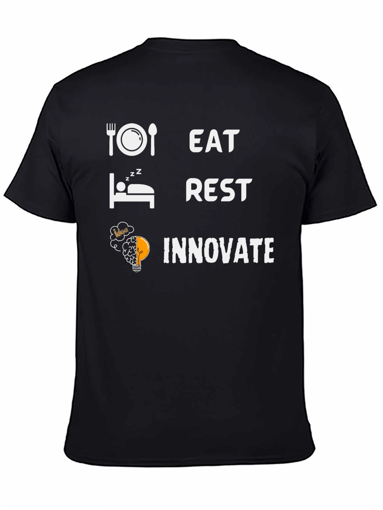 Eat Rest Innovate Graphic Tee - Black Cotton T-Shirt