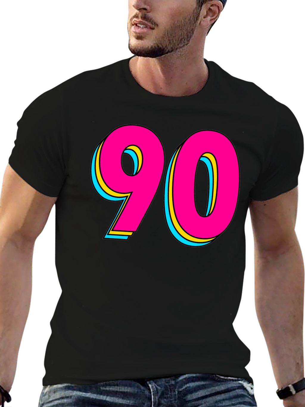 90s Style Graphic Tee - Retro Neon Design