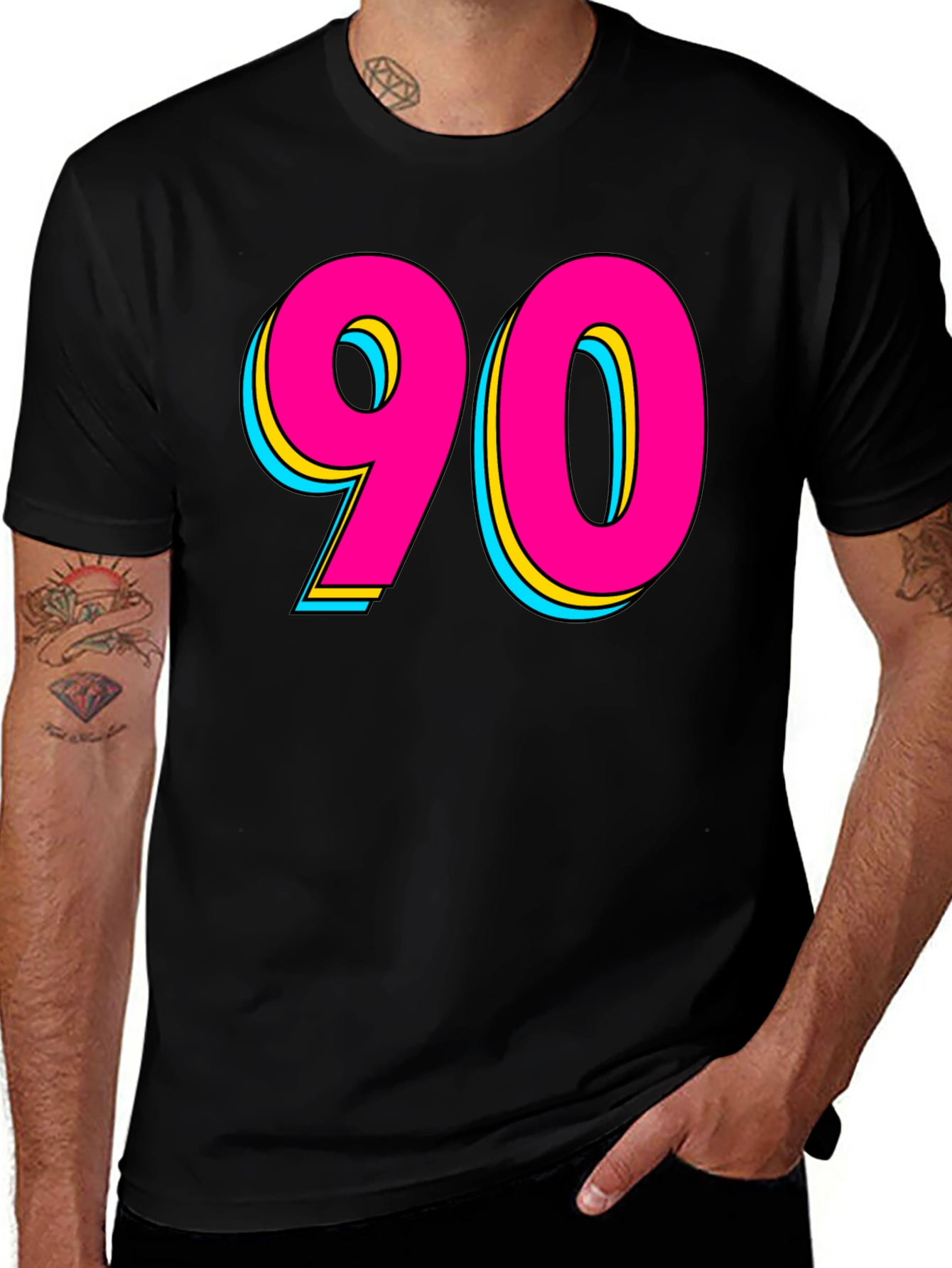 90s Style Graphic Tee - Retro Neon Design
