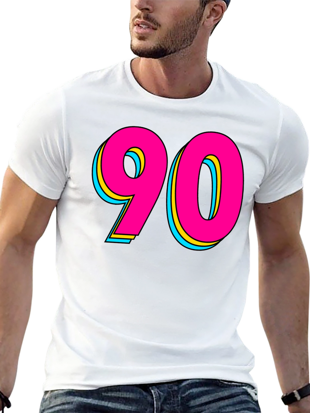 90s Style Graphic Tee - Retro Neon Design