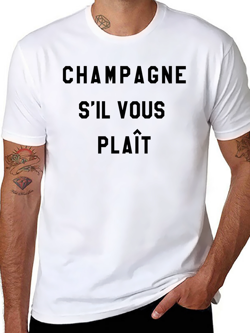 Champagne Sil Vous Plaît Black Graphic T-Shirt