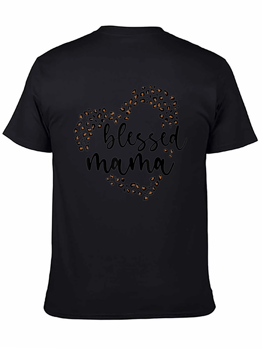 Blessed Mama Leopard Print Heart T-Shirt