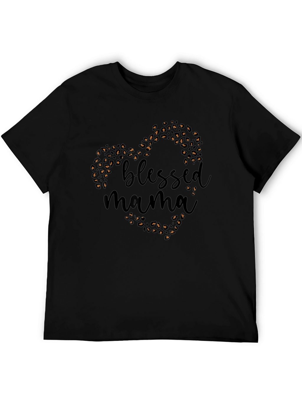 Blessed Mama Leopard Print Heart T-Shirt