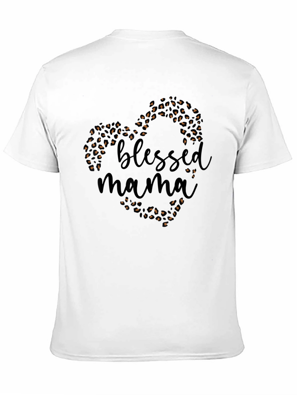 Blessed Mama Leopard Print Heart T-Shirt