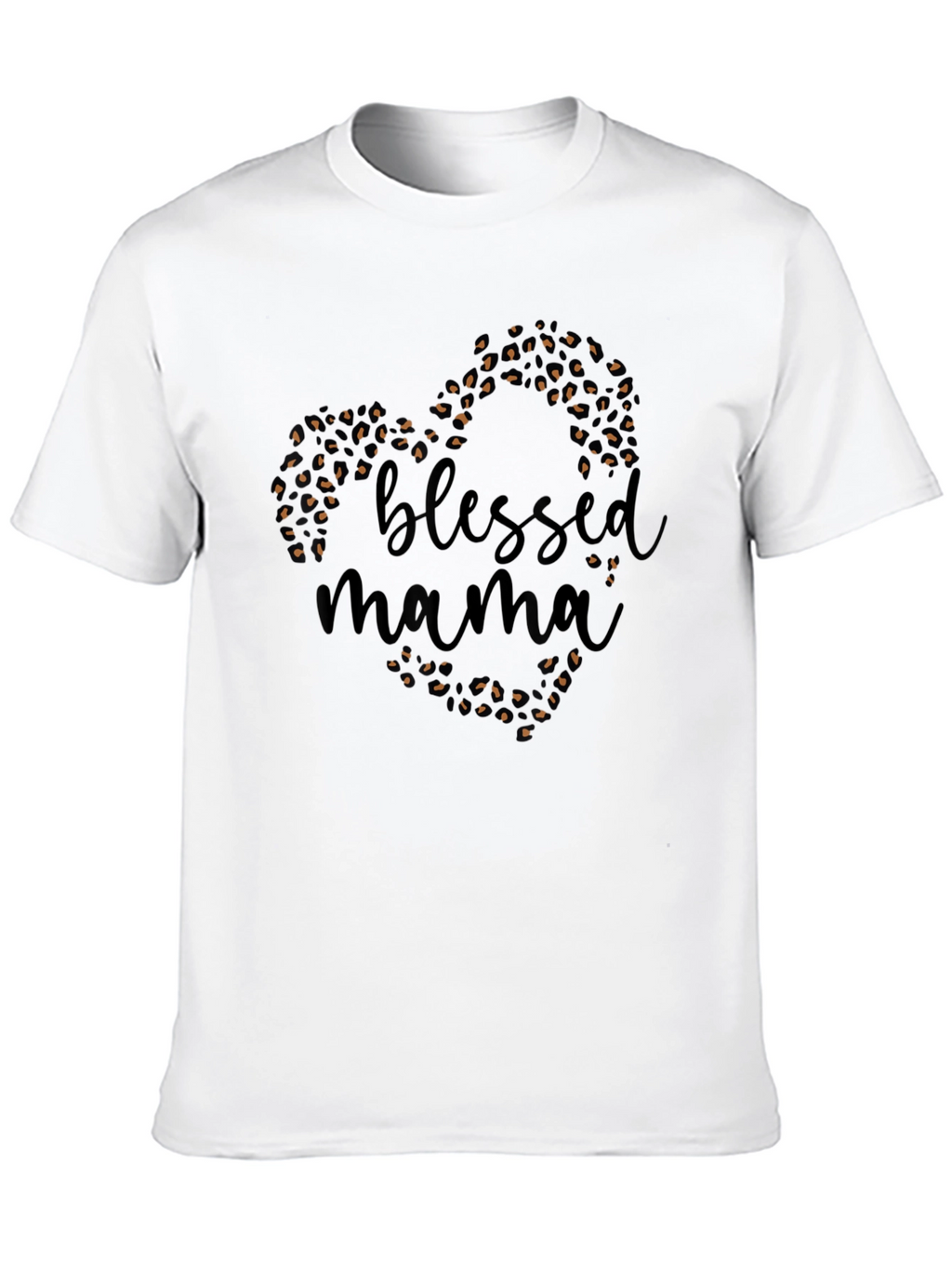 Blessed Mama Leopard Print Heart T-Shirt