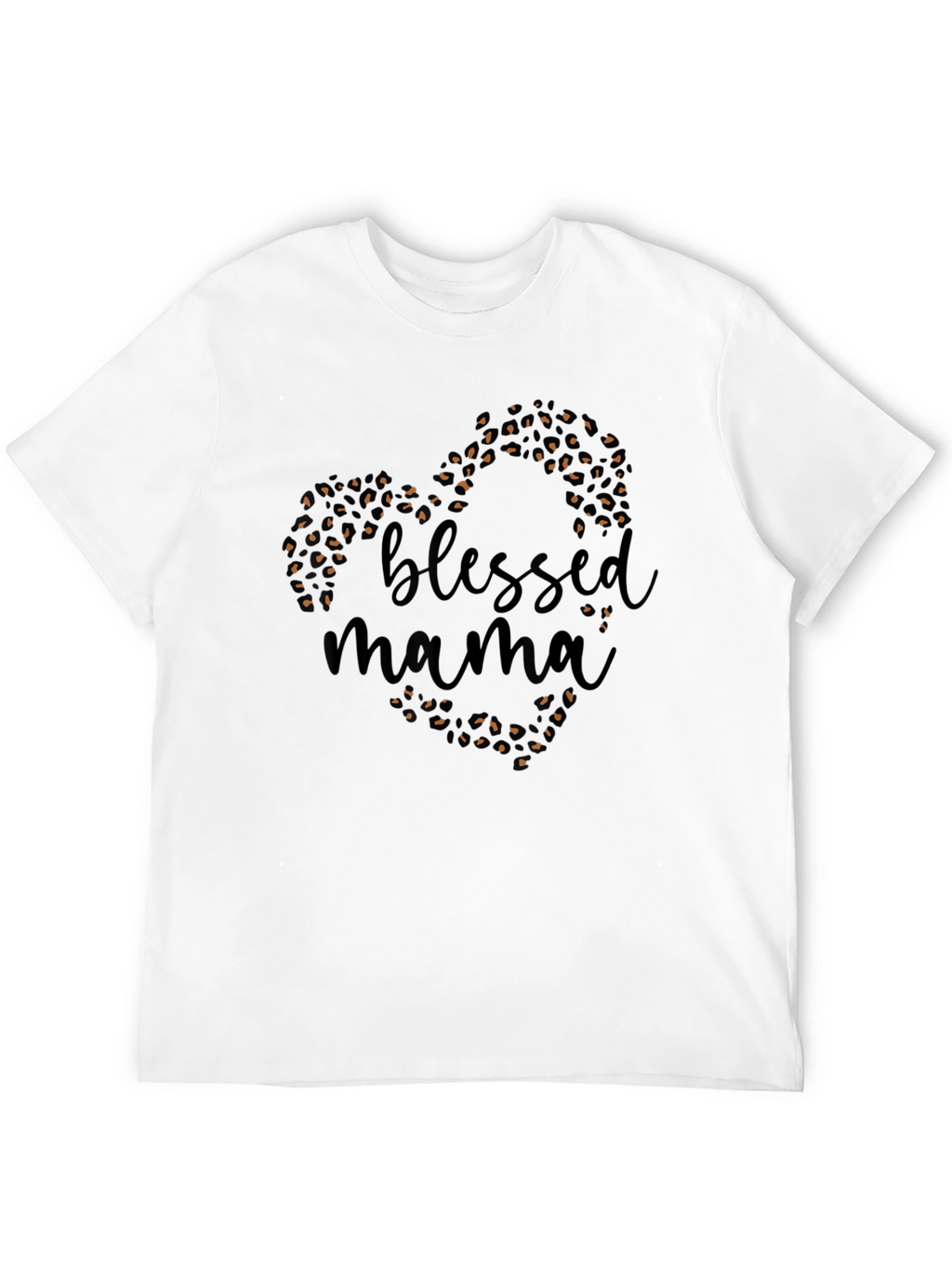 Blessed Mama Leopard Print Heart T-Shirt