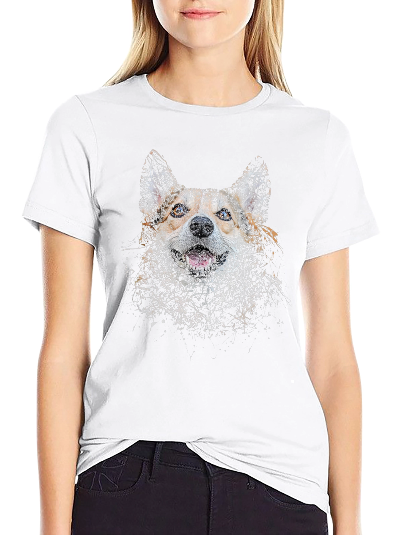 Dog Art Print Black T-Shirt