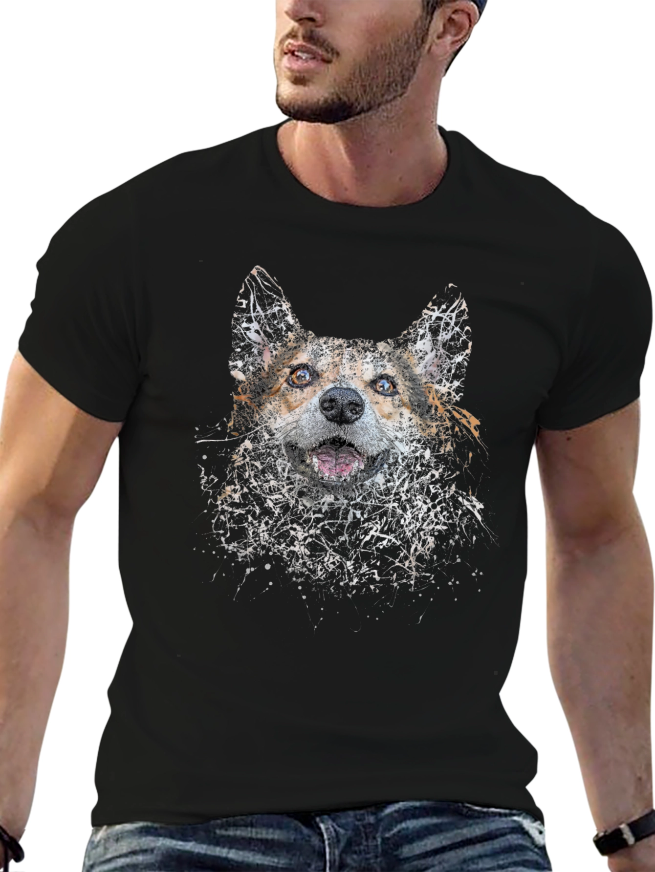 Dog Art Print Black T-Shirt