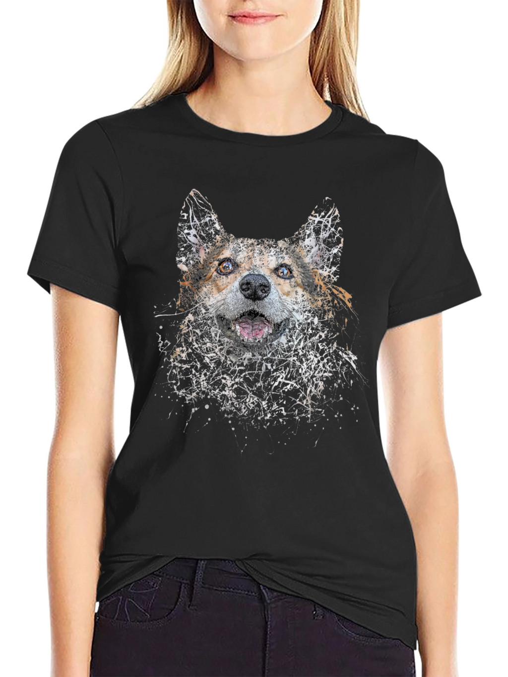 Dog Art Print Black T-Shirt