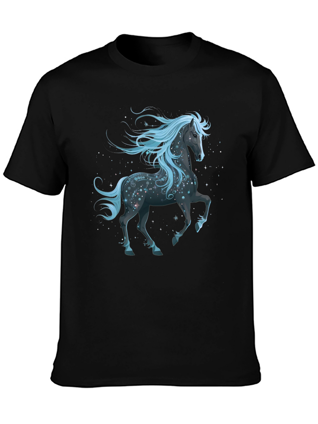 Celestial Horse Graphic T-Shirt - Black