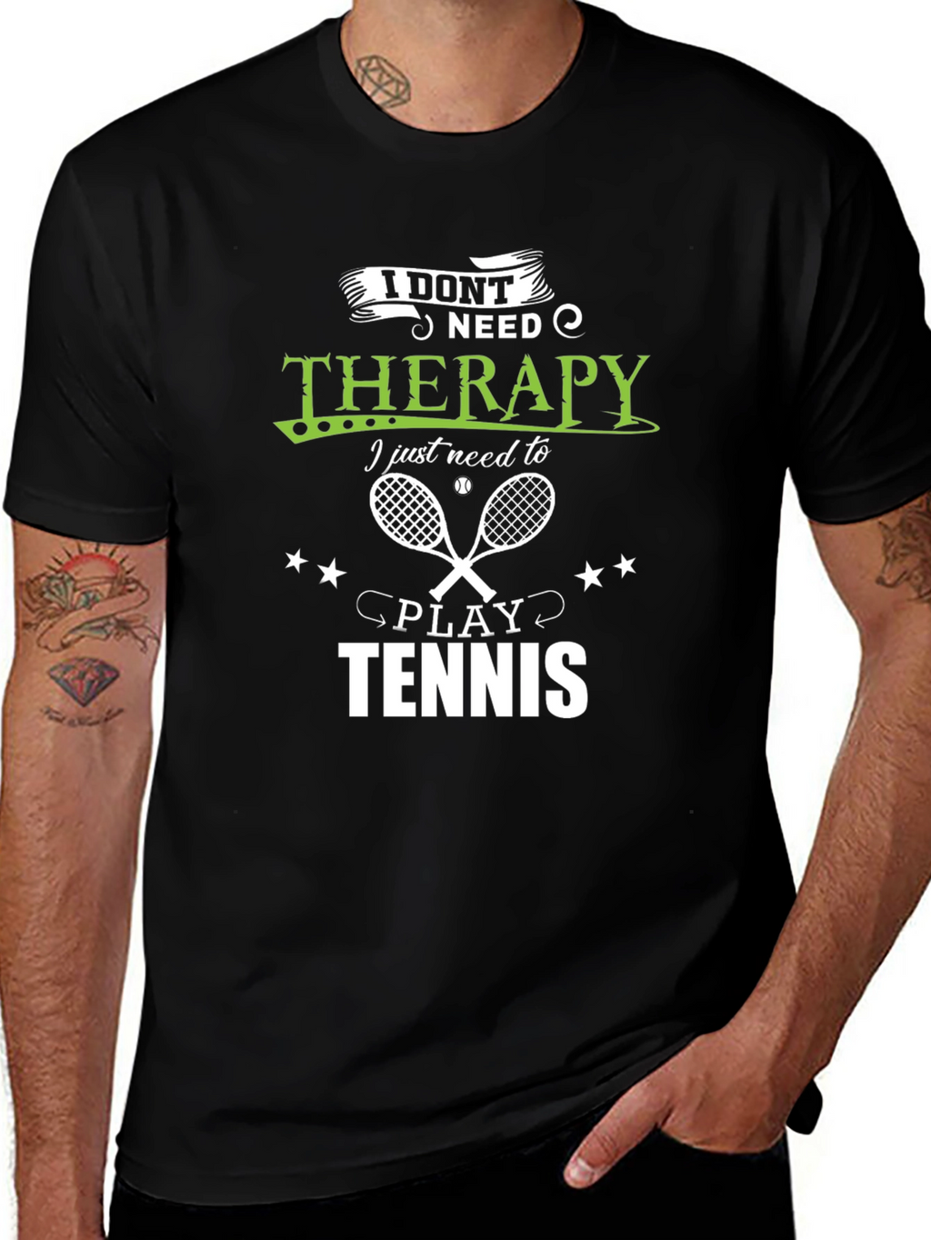 Tennis Therapy Black T-Shirt
