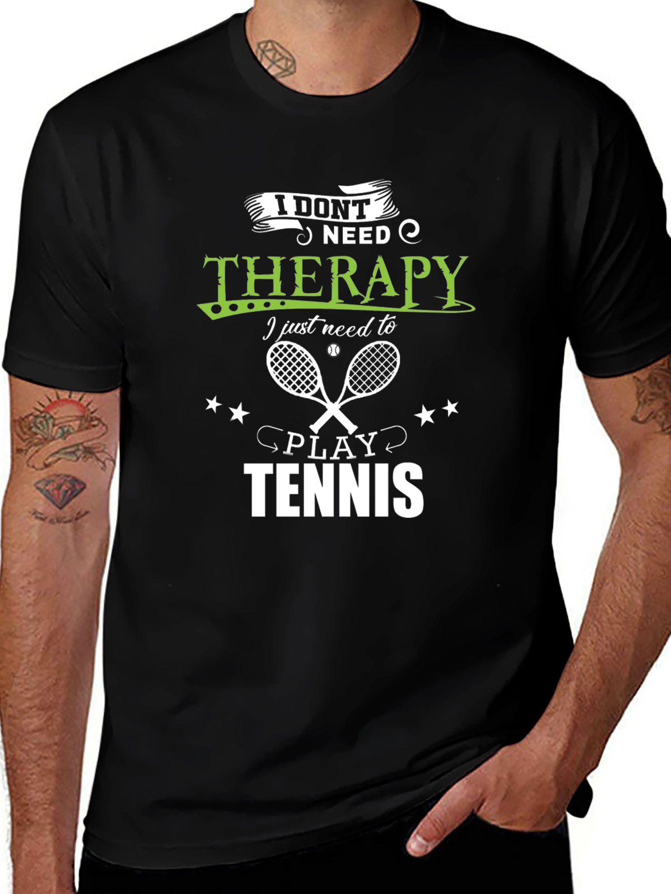 Tennis Therapy Black T-Shirt