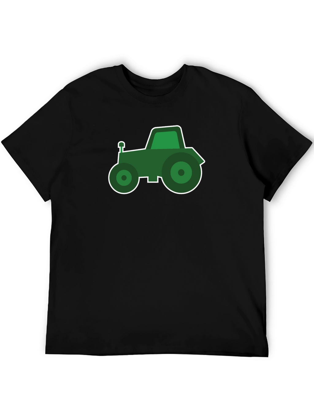 Green Tractor Graphic Black T-Shirt