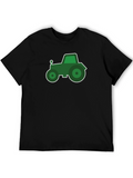 Green Tractor Graphic Black T-Shirt
