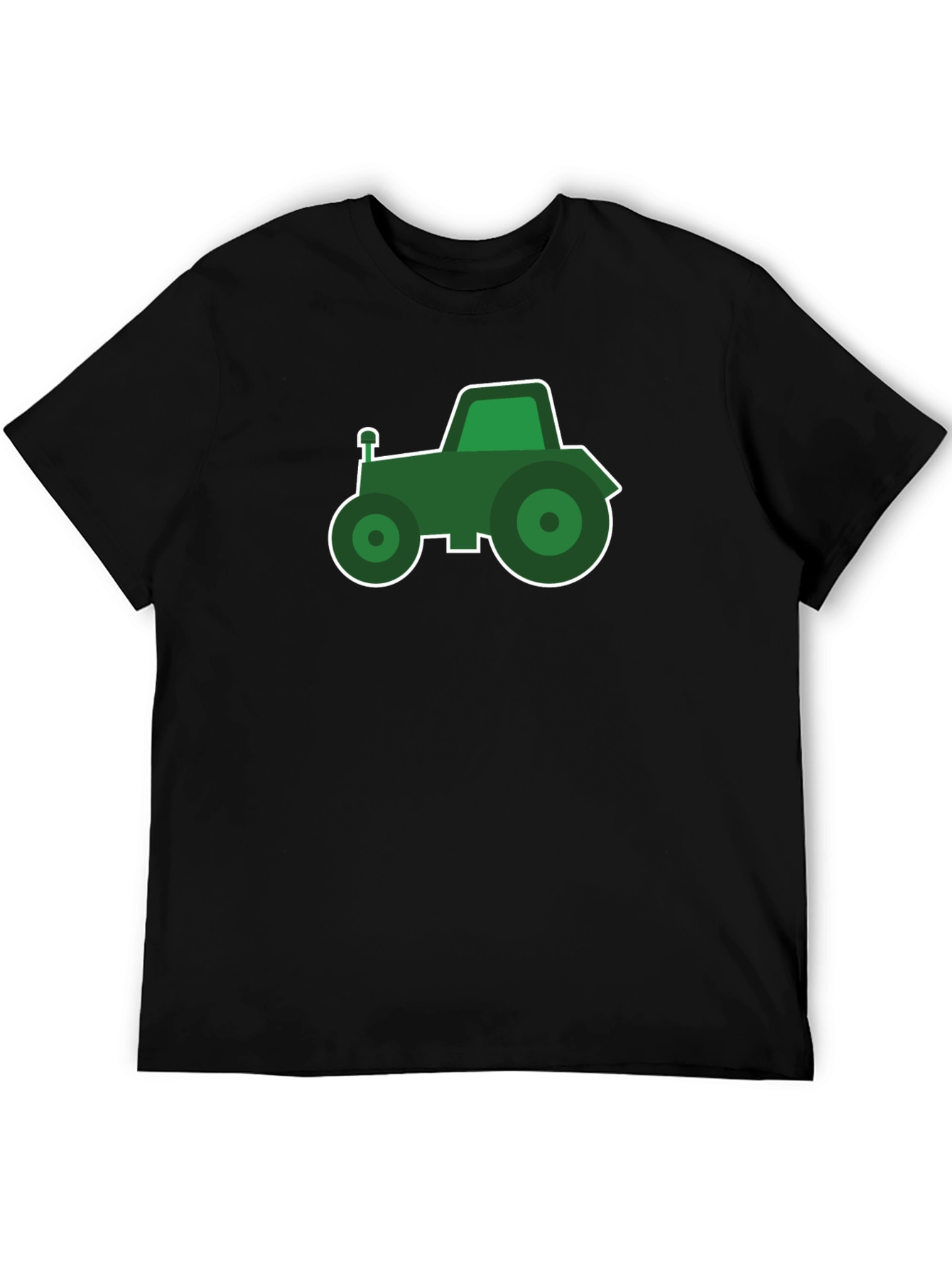 Green Tractor Graphic Black T-Shirt