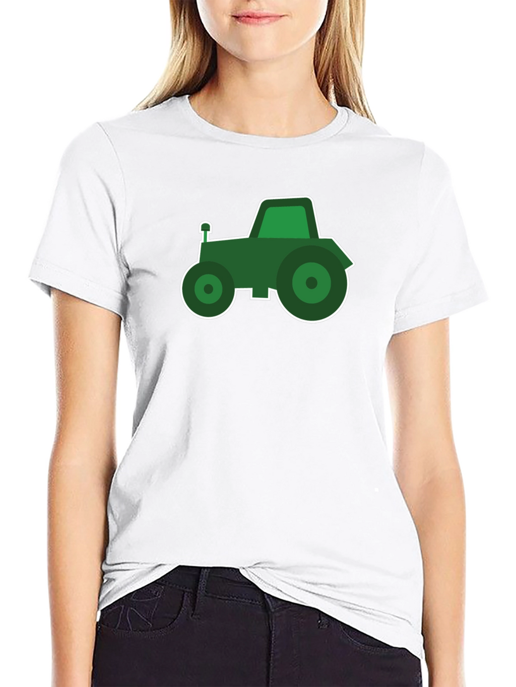 Green Tractor Graphic Black T-Shirt