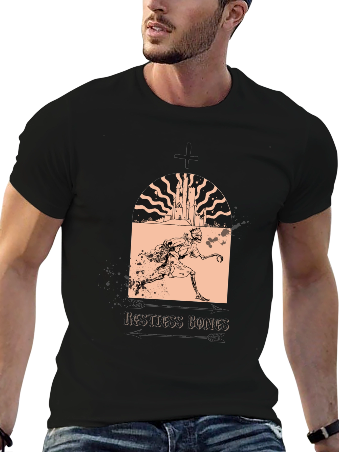 Restless Bones Graphic T-Shirt - Black