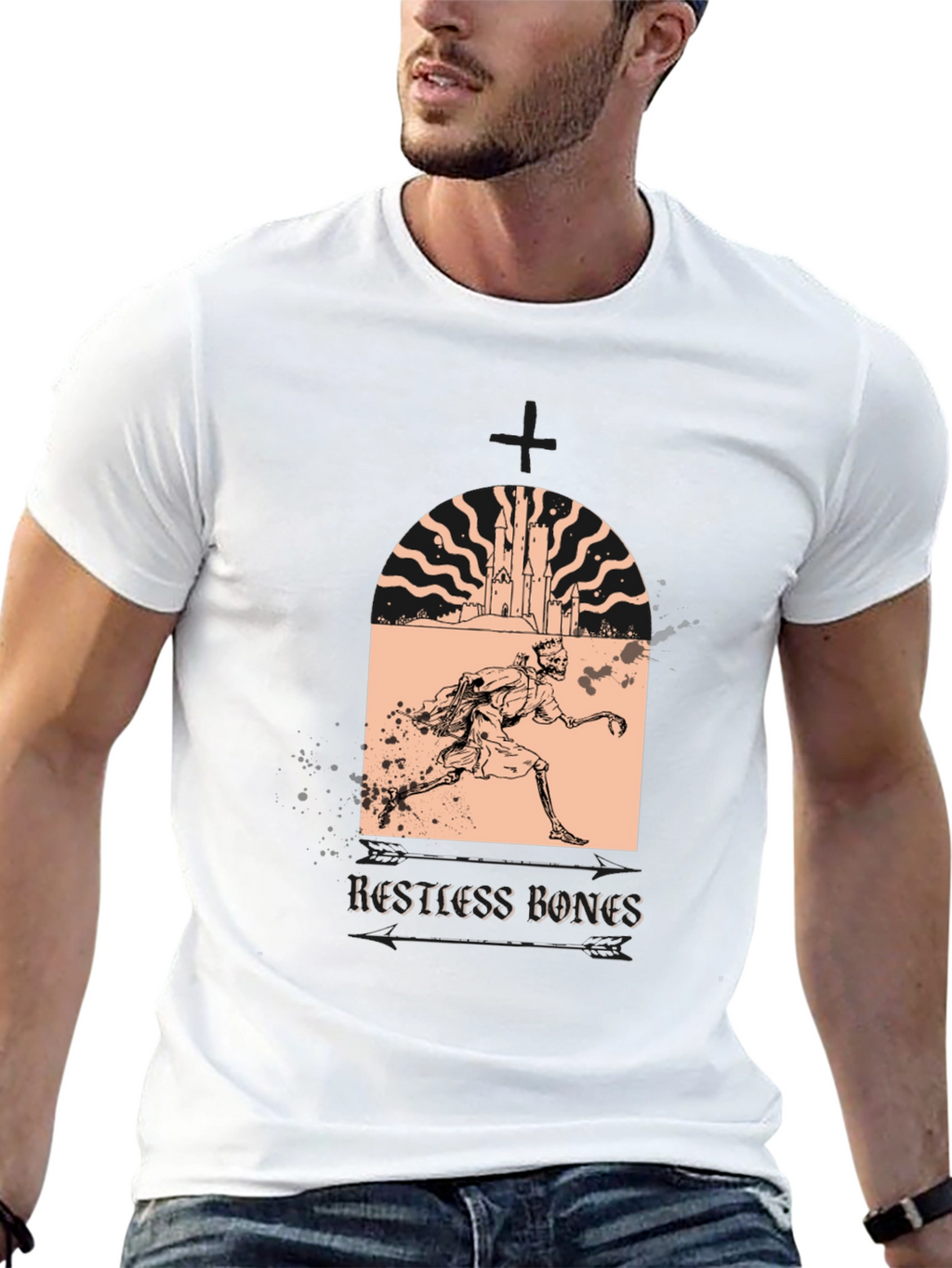 Restless Bones Graphic T-Shirt - Black