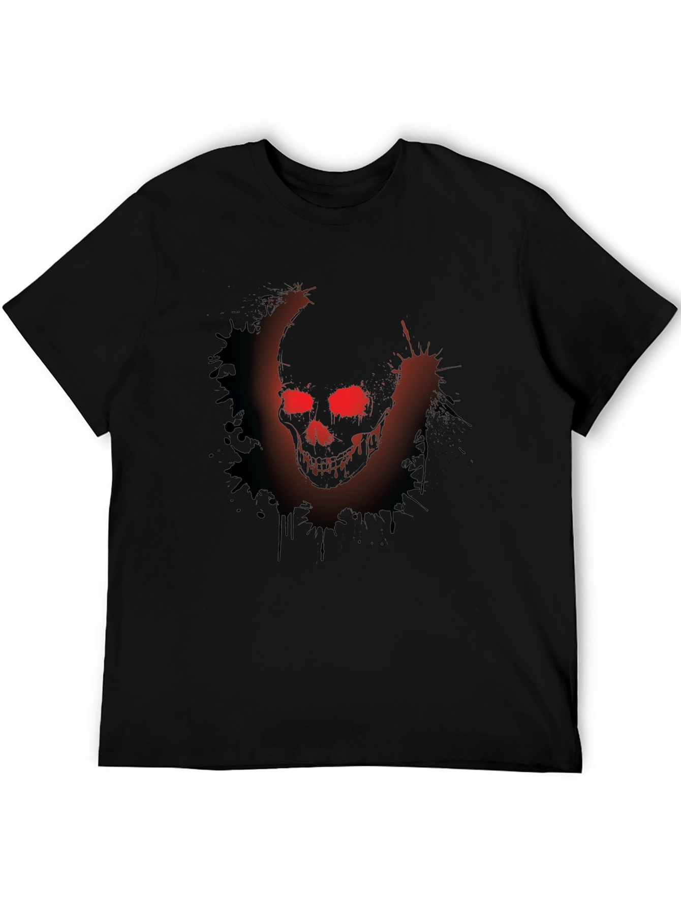 Skull Graphic Tee - Mens Black T-Shirt with Red Eye Skull Design