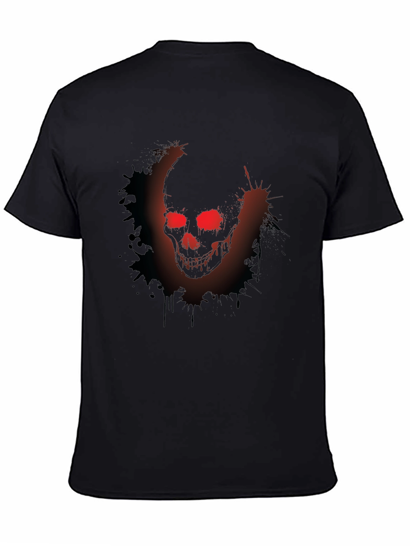 Skull Graphic Tee - Mens Black T-Shirt with Red Eye Skull Design