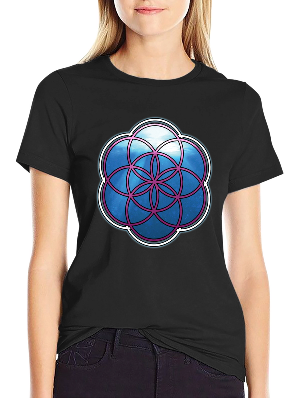Geometric Life Flower Graphic T-Shirt