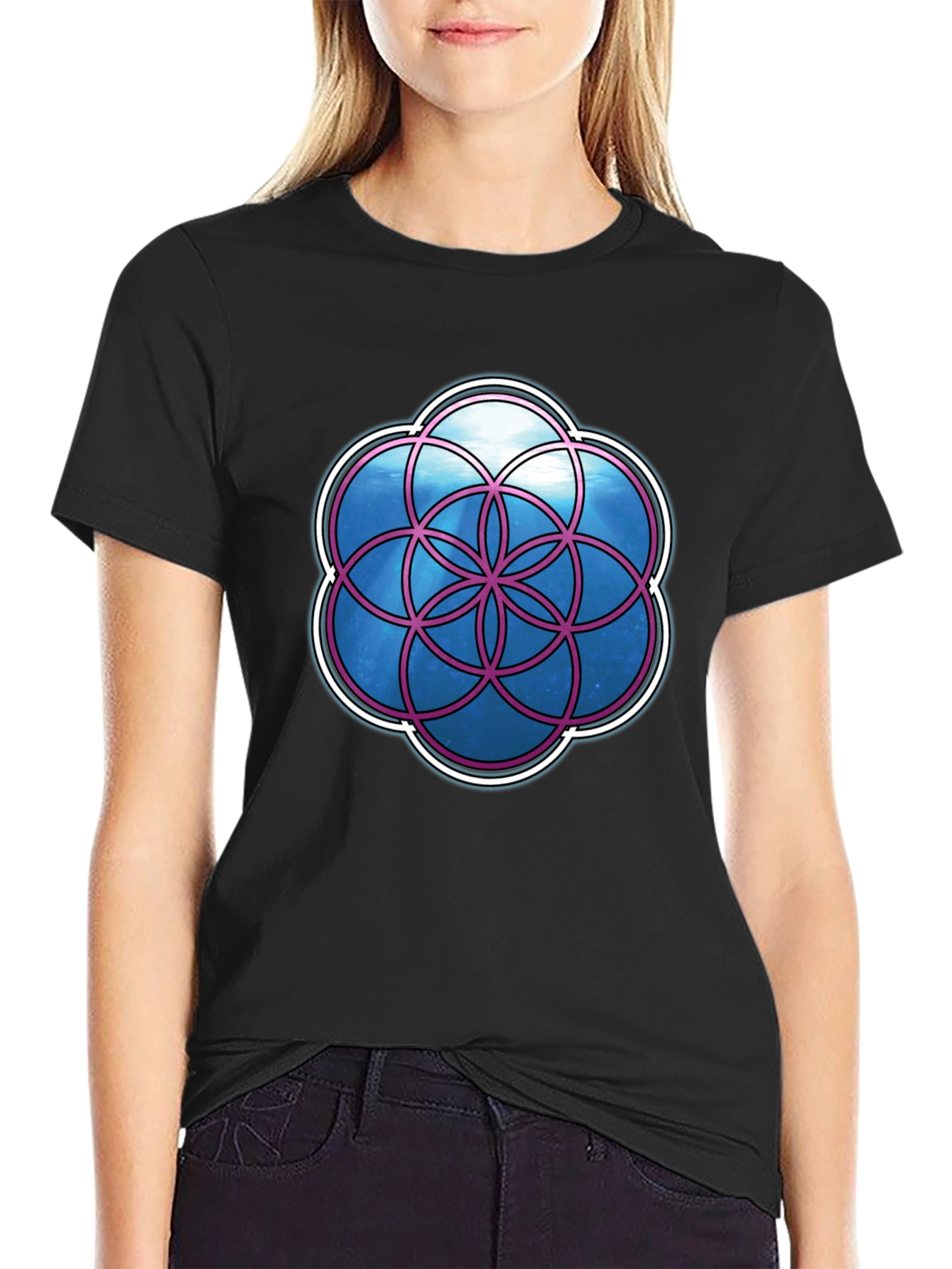 Geometric Life Flower Graphic T-Shirt