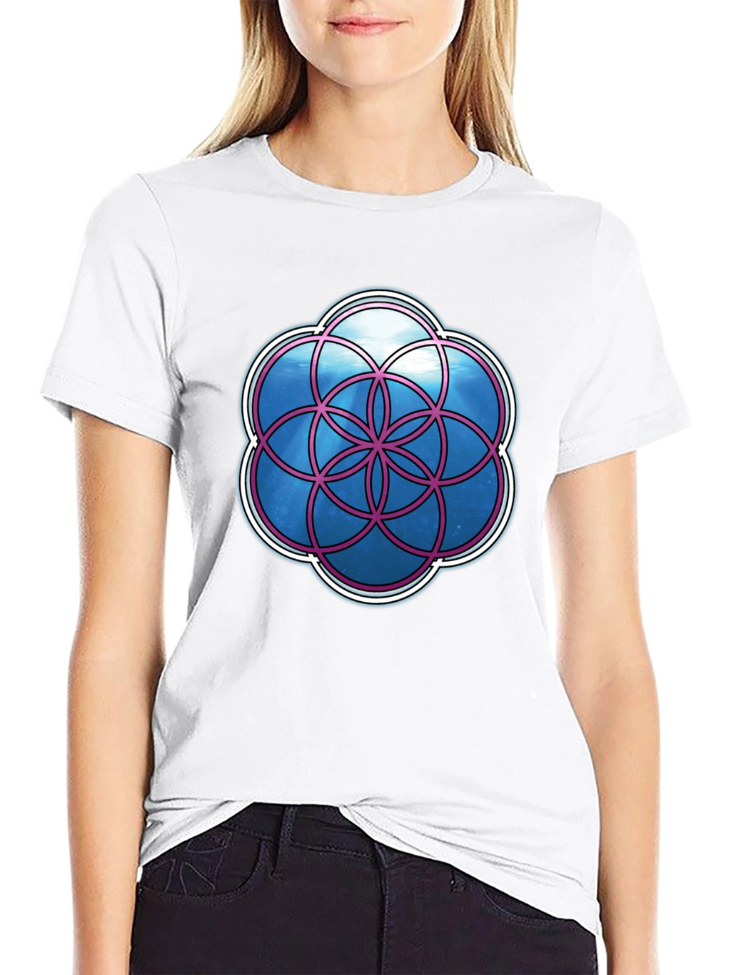 Geometric Life Flower Graphic T-Shirt