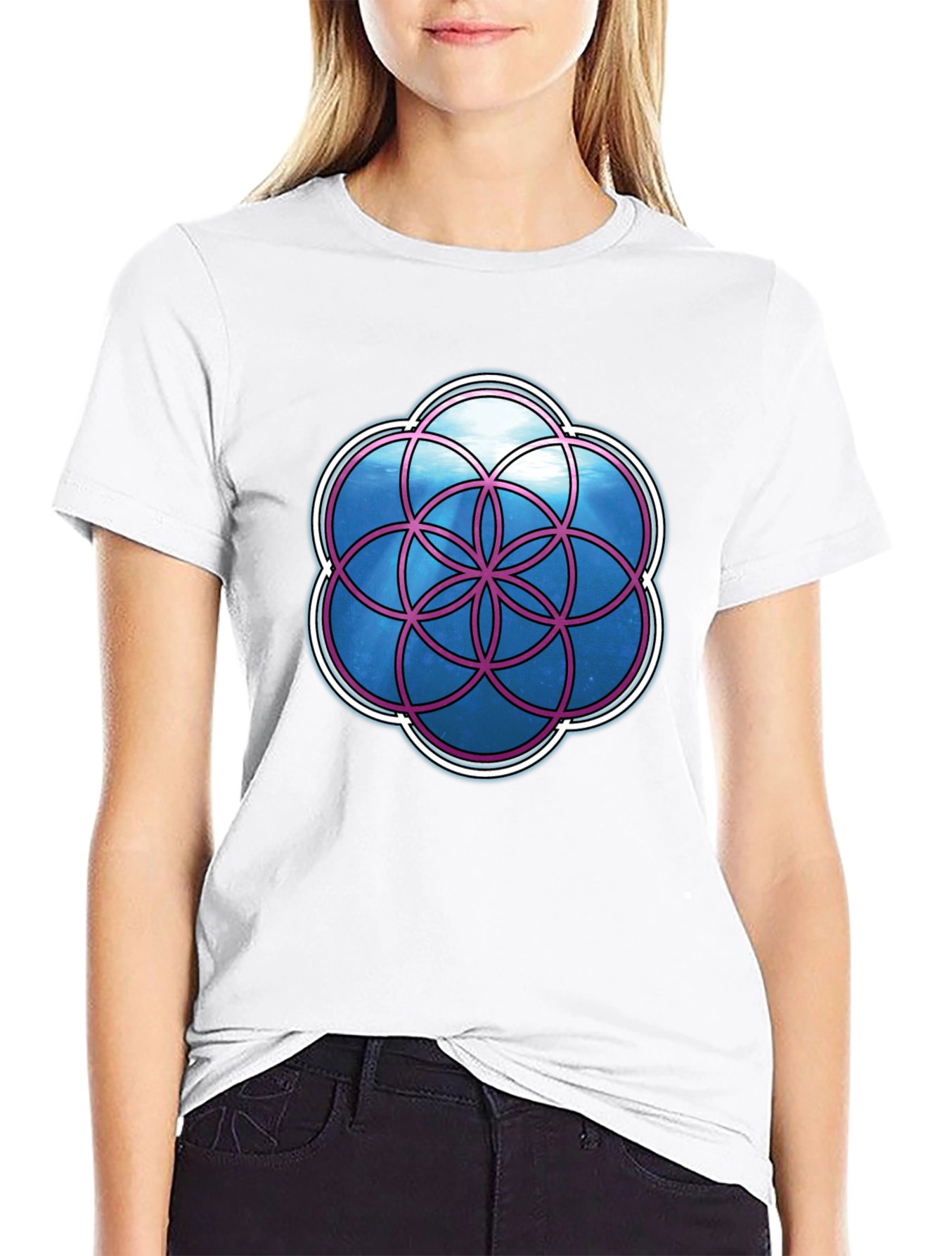 Geometric Life Flower Graphic T-Shirt