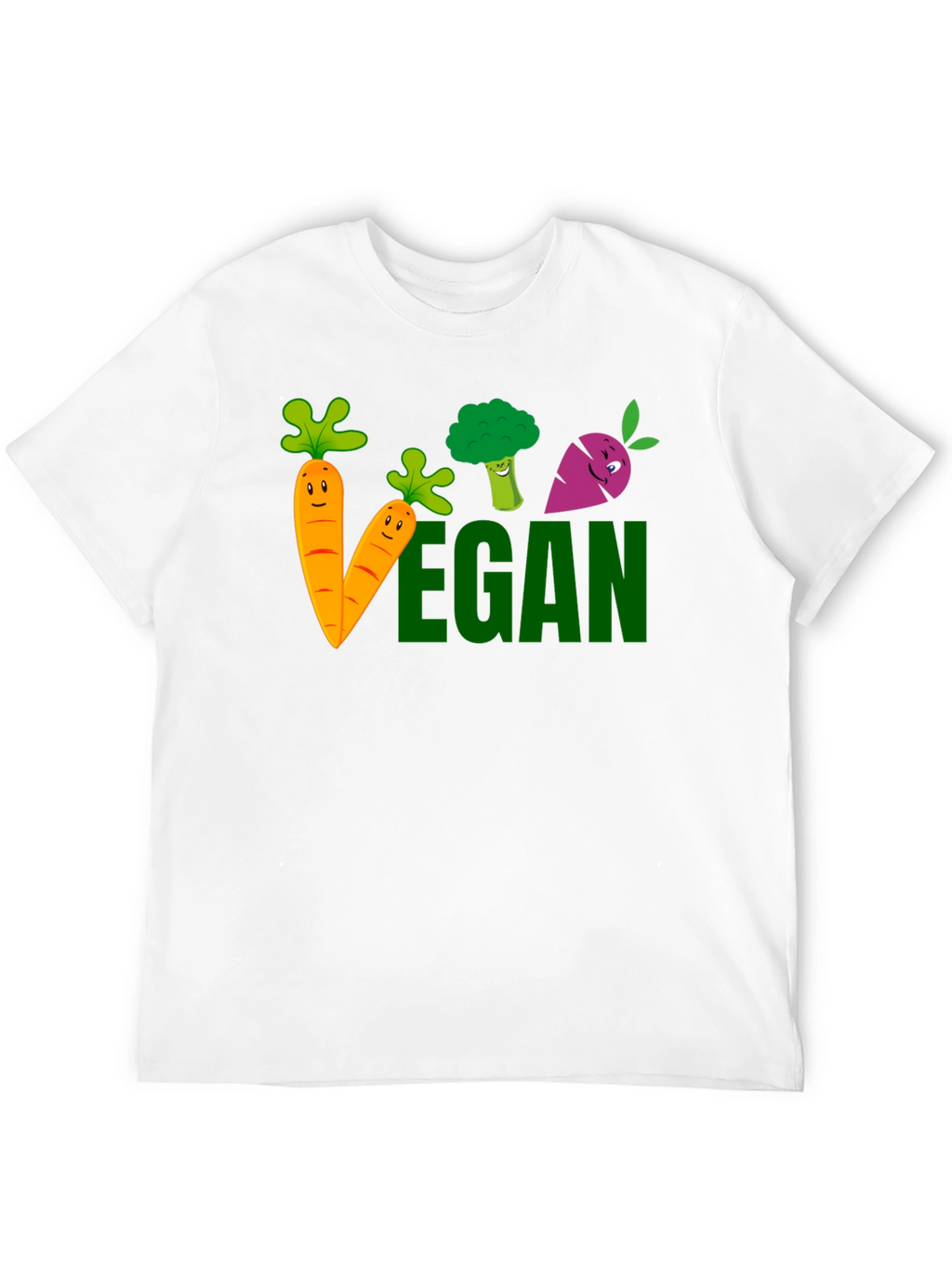 Vegan Cartoon Vegetable Black T-shirt