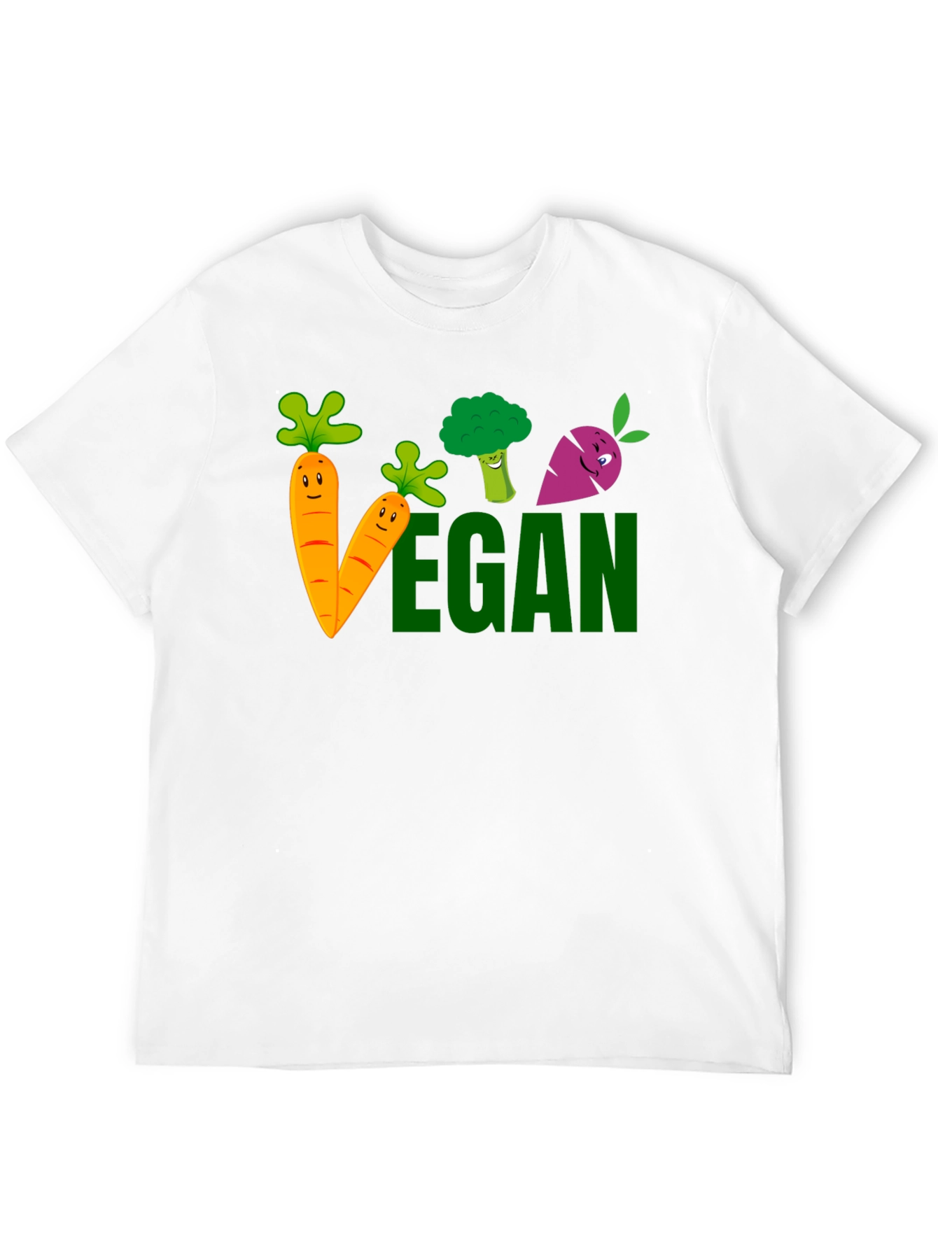 Vegan Cartoon Vegetable Black T-shirt