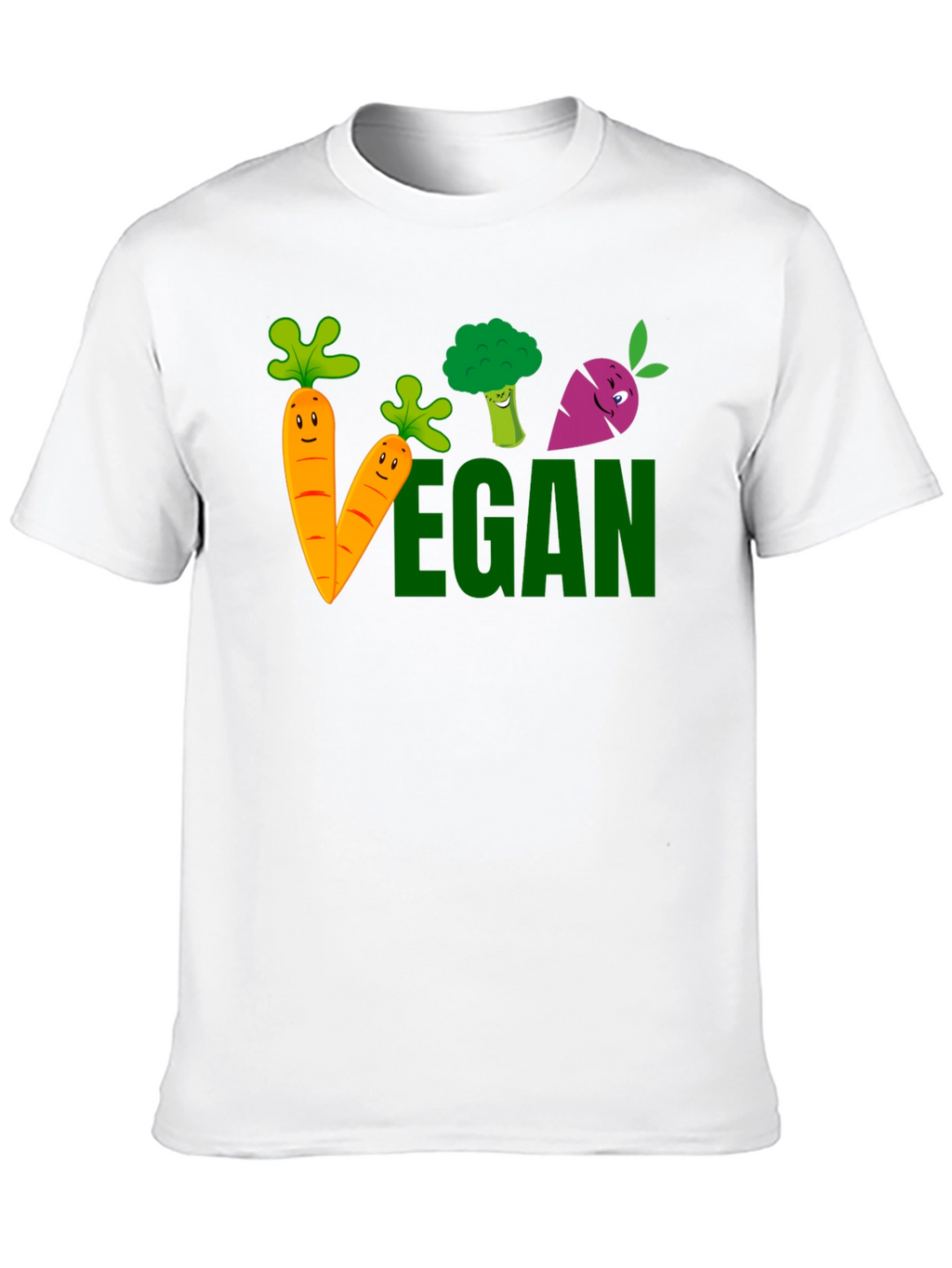 Vegan Cartoon Vegetable Black T-shirt