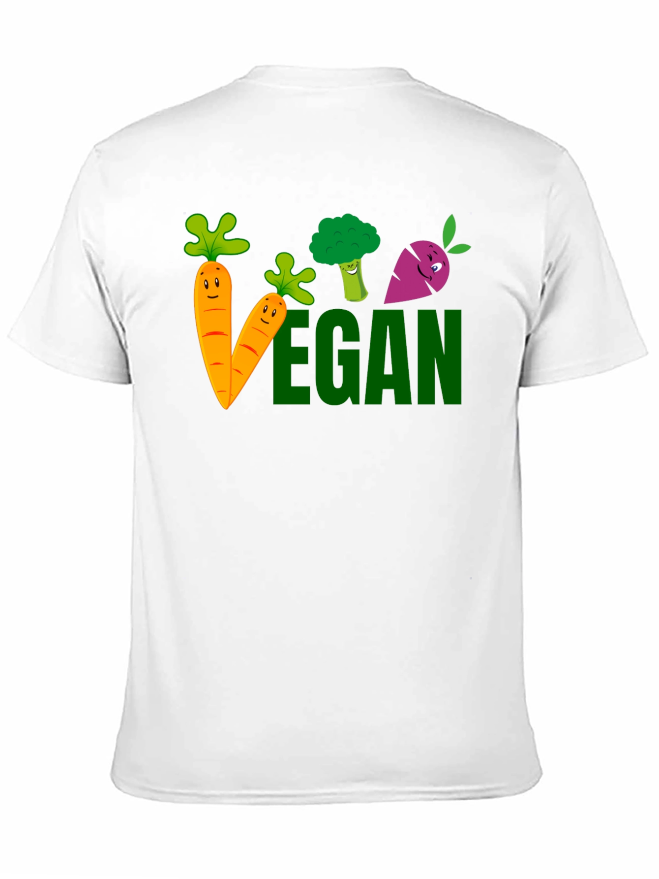 Vegan Cartoon Vegetable Black T-shirt