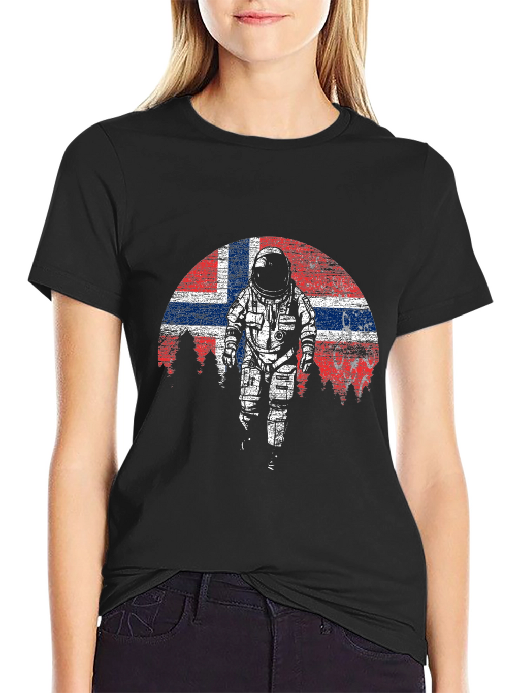 Astronaut Norway Flag Graphic T-Shirt