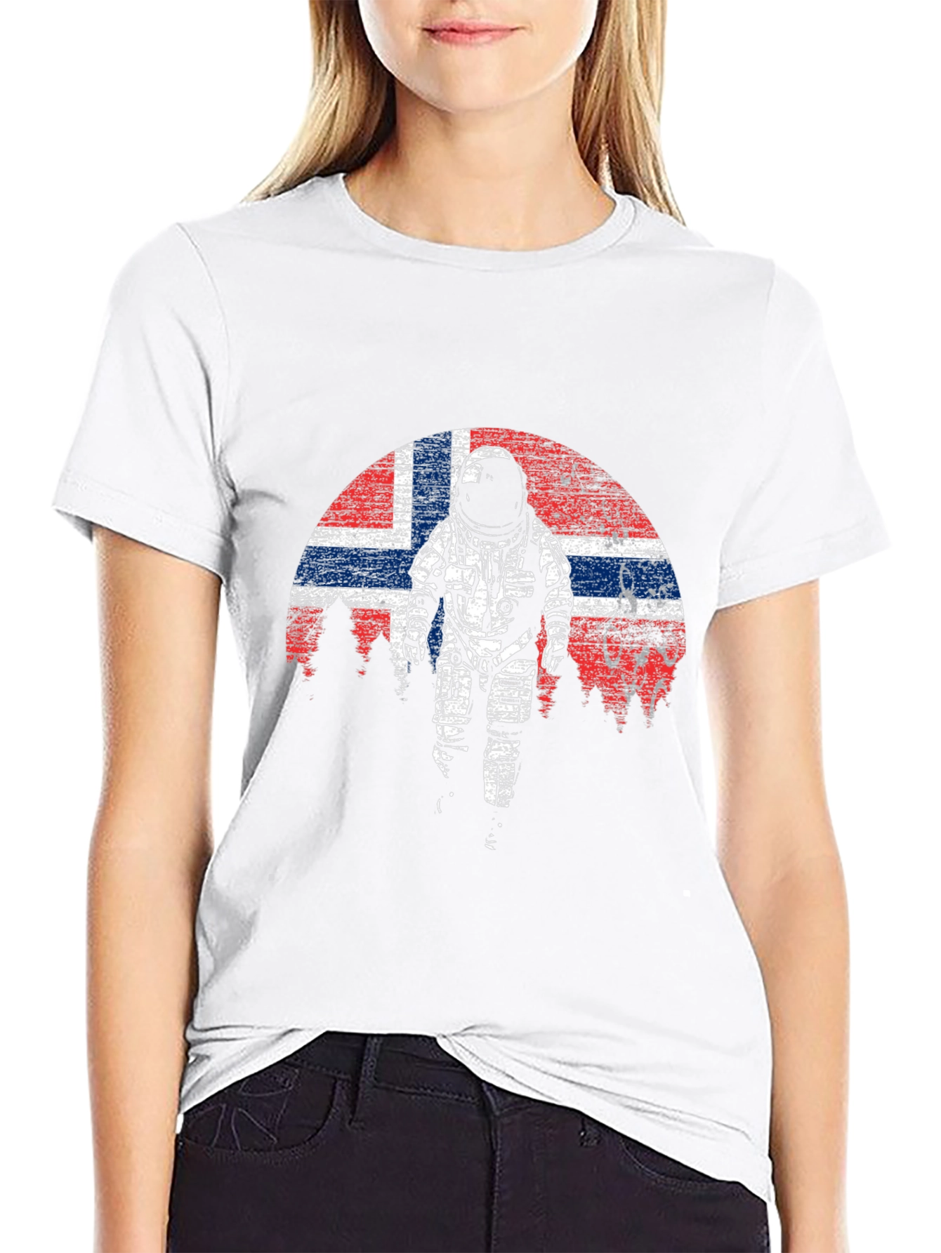 Astronaut Norway Flag Graphic T-Shirt